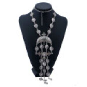 #037 Luxury Temperament Floral Coin Tassel Necklace with Earrings